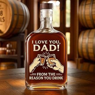 Pawfect House Da razão pela qual você bebe uma garrafa de uísque, presentes de aniversário para pais da filha e filho, decantador de uísque bourbon para homens, melhores presentes para pais de todos