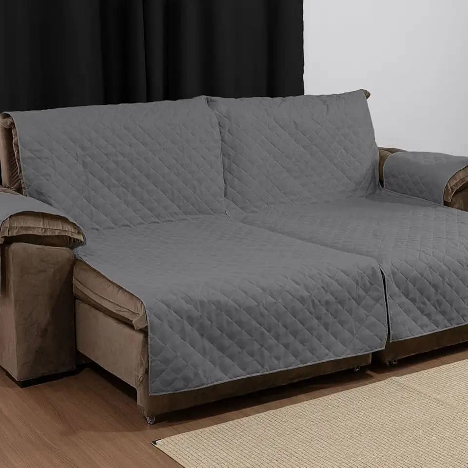 CAPA PARA PROTETORA DE SOFÁ RETRÁTIL E RECLINÁVEL DE DOIS LUGARES DE 1,10M TOTAL 2,20M X 2,40M ALTURA (Cinza)