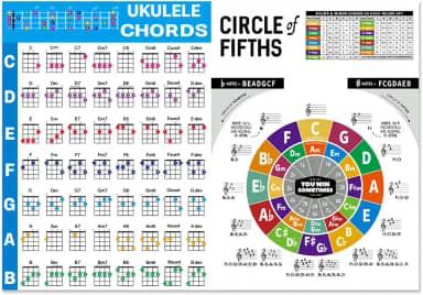 Pôster de acordes de ukulele para iniciantes e músicos, acessórios de ukulele para iniciantes e músicos, para iniciantes