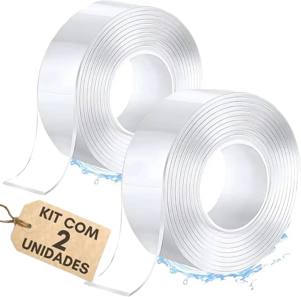 Kit 2 Rolos Super Fita Mágica Nano Adesiva Dupla Face Extra Forte Lavável Transparente 3M super forte lavável Gel auto colante-IT