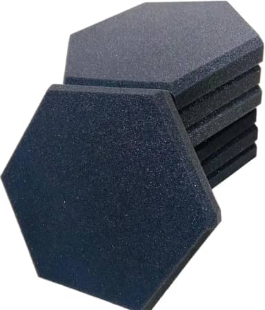Set of 10 Hexagonal Acoustic Foam Plates 30cm X 3.5cm Smooth, for Graphite Gray Studios and Movie Theaters