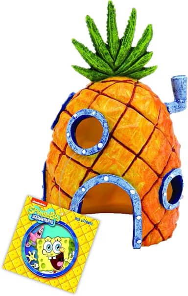 Penn-Plax (SBR10EO Spongebob Squarepants Ornamento de aquário oficialmente licenciado – Casa de abacaxi do Bob Esponja – Médio