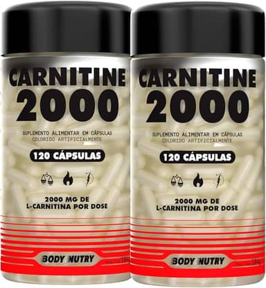 Kit 2x L Carnitina 2000 mg Pura 120 capsulas Sem Sabor Ultra Concentrado