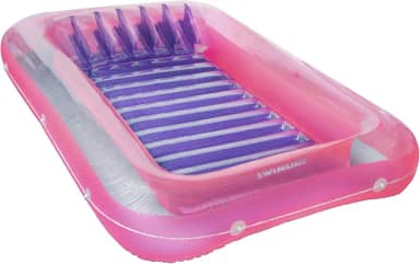 SWIMLINE Coleção de espreguiçadeira flutuante inflável original para banheira de bronzeamento extragrande, lounge híbrido para piscina, travesseiros grandes, encher com água, design reflexivo para bronzeamento e ar livre