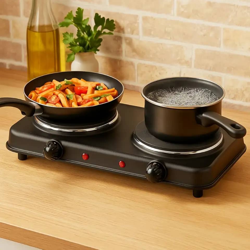 Fogão Eletrico Pequeno e Compacto Portatil Para Camping de Aço Para Todas as Panelas