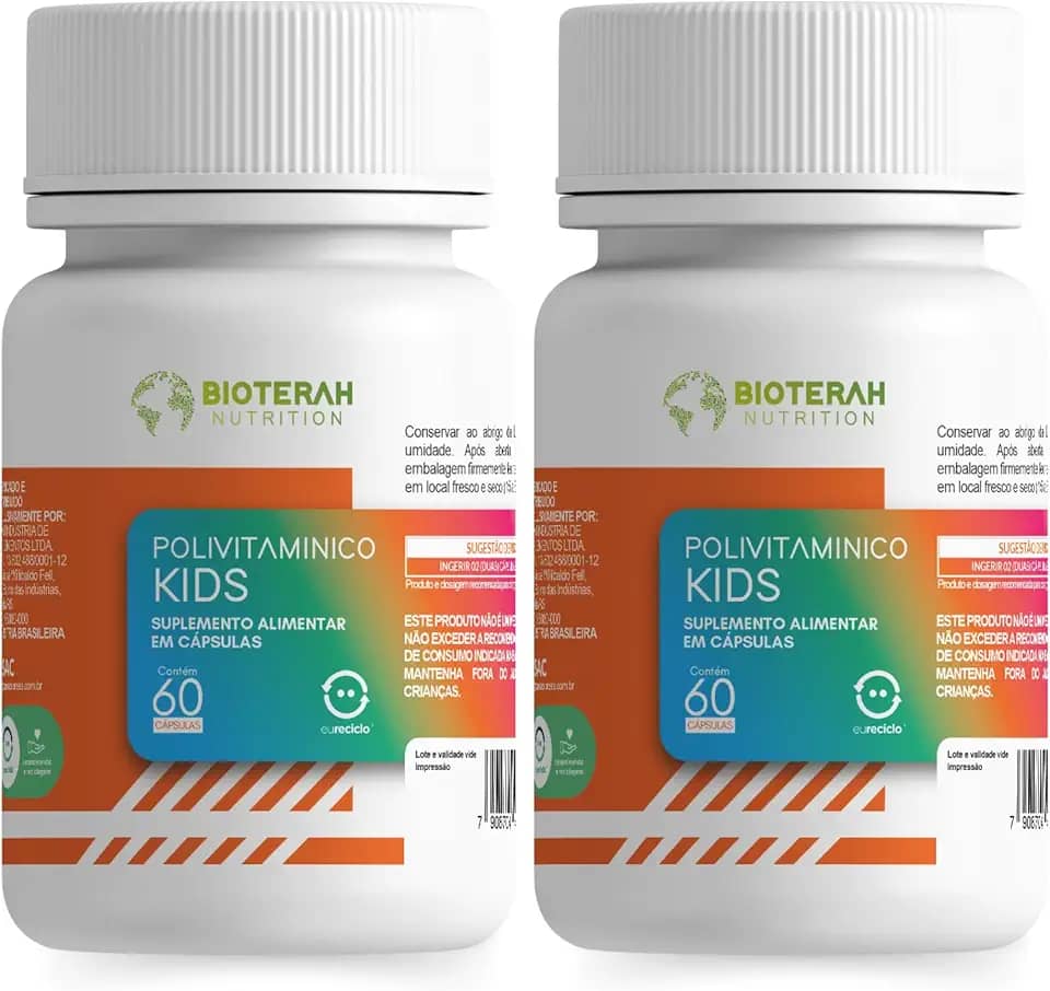 Polivitamínico Kids 120CAPS BIOTERAH - Suplemento Infantil Completo Vitaminas e Minerais Suporte Nutricional