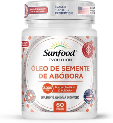 ÓLEO DE SEMENTE DE ABÓBORA 2.000MG 60 SOFTGELS SUNFOOD EVOLUTION