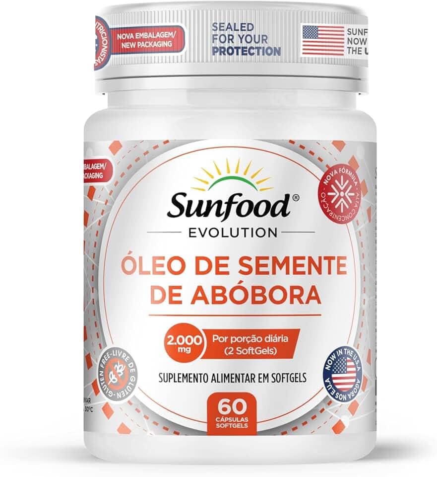 ÓLEO DE SEMENTE DE ABÓBORA 2.000MG 60 SOFTGELS SUNFOOD EVOLUTION