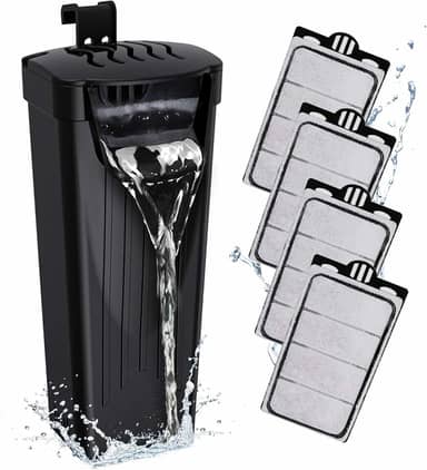 GOZILLA Filtro para tanque de tartaruga 74 GPH, tanque de tartaruga de baixo nível de água 3,5 W filtros de aquário para tanques pequenos de até 48 litros incluem 4 cartuchos de reposição. (Preto)