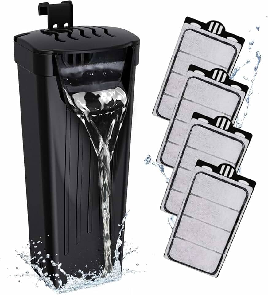 GOZILLA Filtro para tanque de tartaruga 74 GPH, tanque de tartaruga de baixo nível de água 3,5 W filtros de aquário para tanques pequenos de até 48 litros incluem 4 cartuchos de reposição. (Preto)