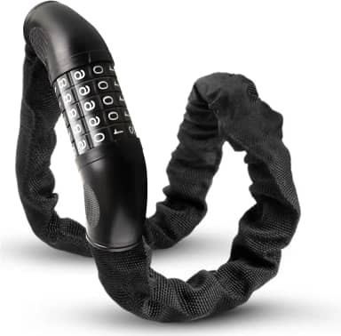 Cadeado de Bicicleta Solviva com Cadeado de 5 Dígitos – Corrente Antifurto de Alta Segurança, 80 cm, 6 mm de Espessura, Sem Chave, Ideal para Bicicletas, Motos, Patinetes, Portas e Portões