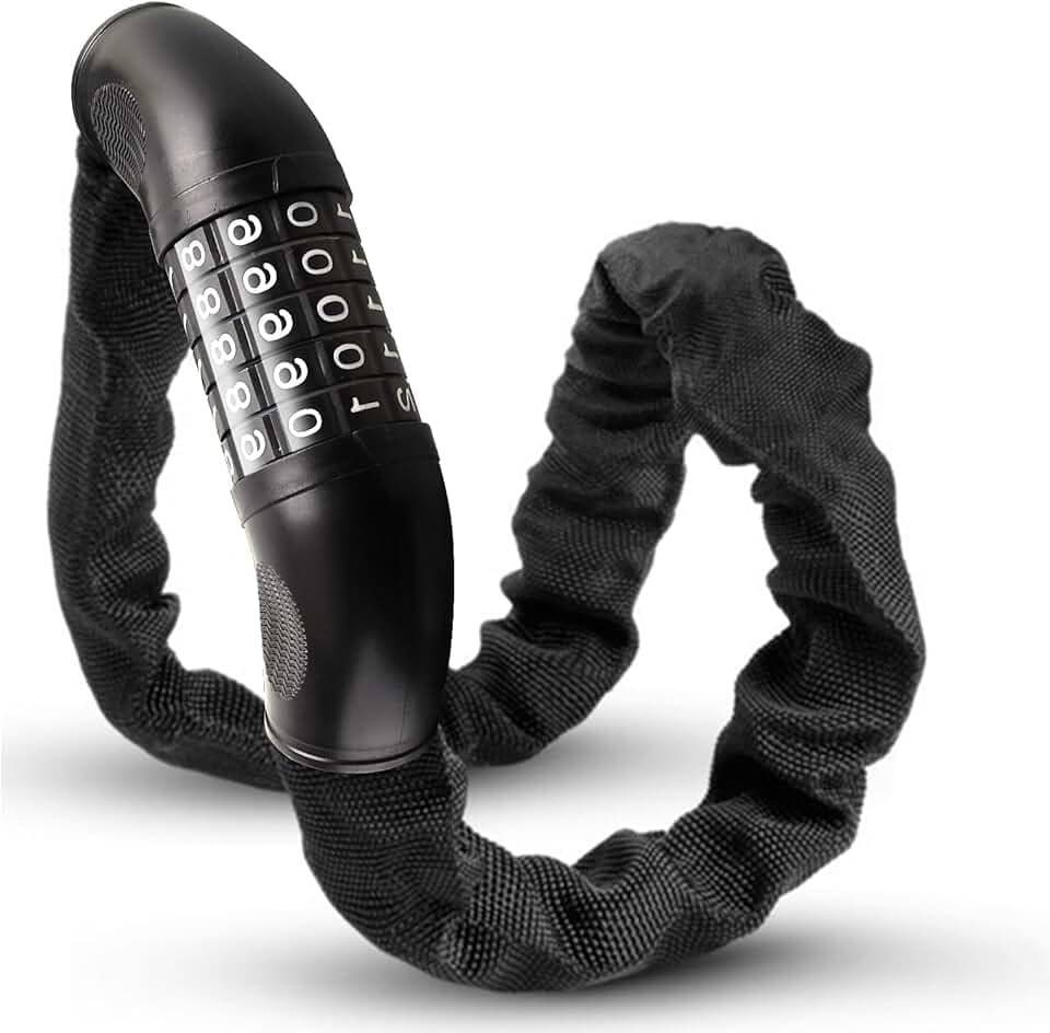 Cadeado de Bicicleta Solviva com Cadeado de 5 Dígitos – Corrente Antifurto de Alta Segurança, 80 cm, 6 mm de Espessura, Sem Chave, Ideal para Bicicletas, Motos, Patinetes, Portas e Portões