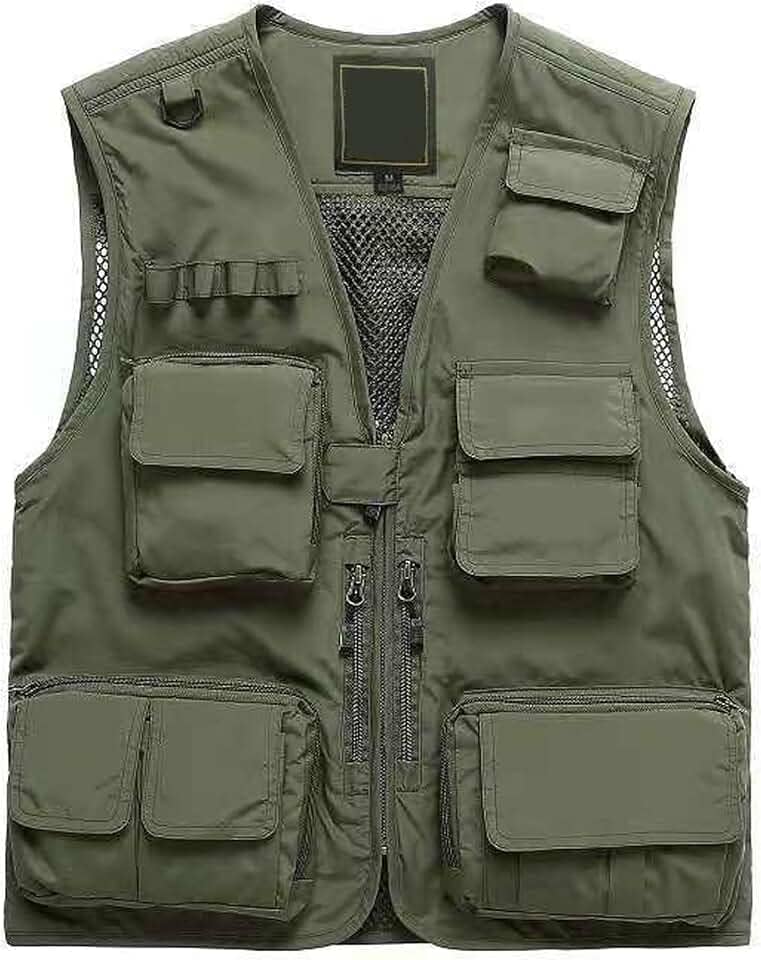 Colete masculino casual para atividades ao ar livre, com vários bolsos, colete de pesca, tamanho grande