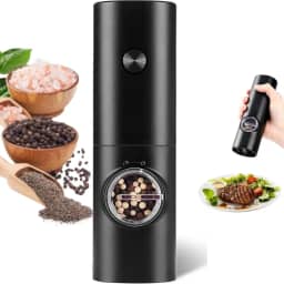 Moedor de Pimenta e Sal Elétrico em Aço Inoxidável – Automático, Recarregável, Ajustável, Moedor Elétrico de Sal Grosso, Pimenta e Especiarias com Luz LED