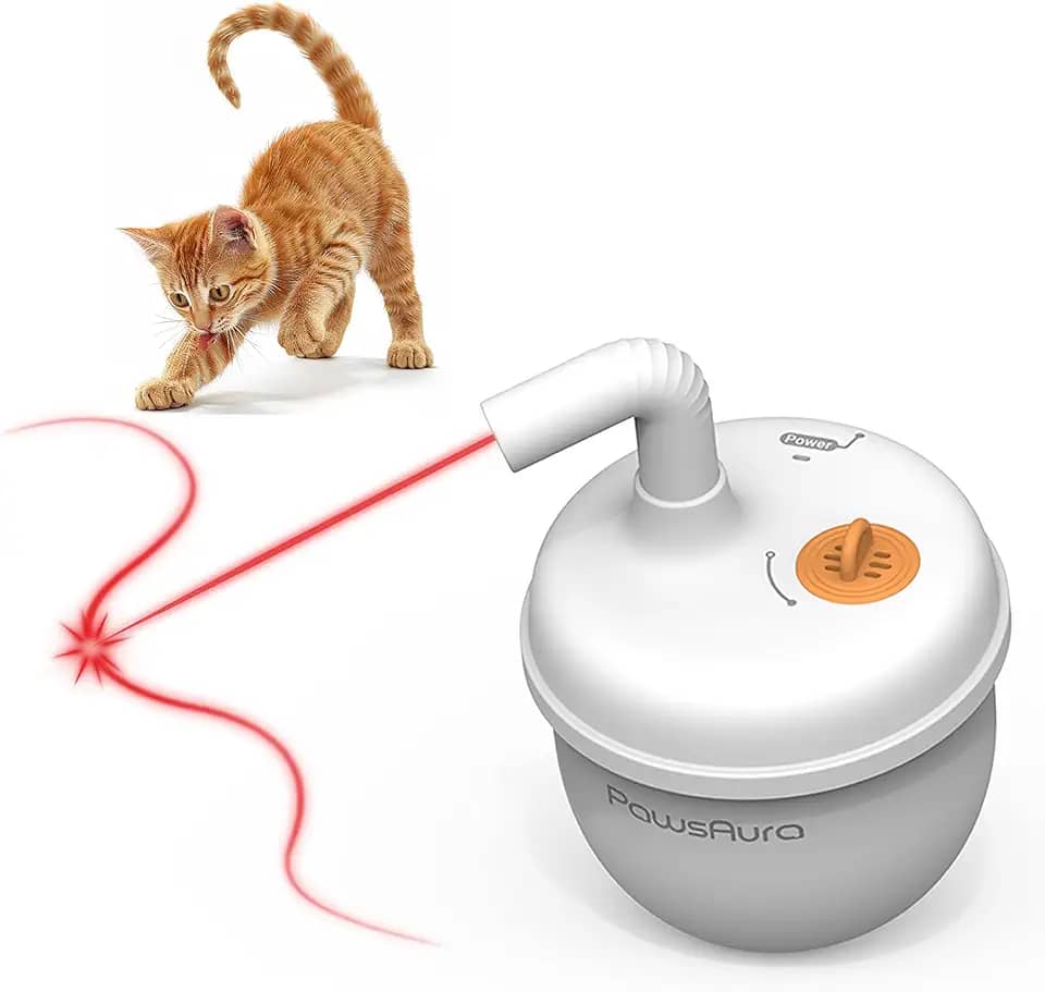 MayMaw Brinquedo automático a laser para gatos – laser autoequilíbrio de 360° com 3 velocidades ajustáveis e brinquedo interativo recarregável por USB para gatos entediados em ambientes internos