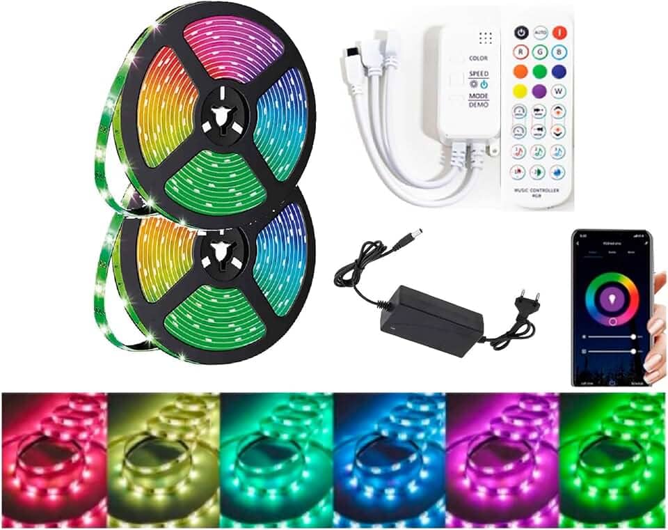 Smart Fita de LED 5050 10 METROS BLUETOOTH Ritmica Musical para decoração de SANCA Quarto TV