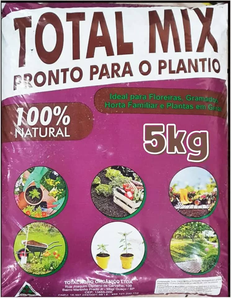 Terra Adubada 5kg - Horta - Plantas - Jardim - Vasos - Suculenta Substrato Premium Total Mix