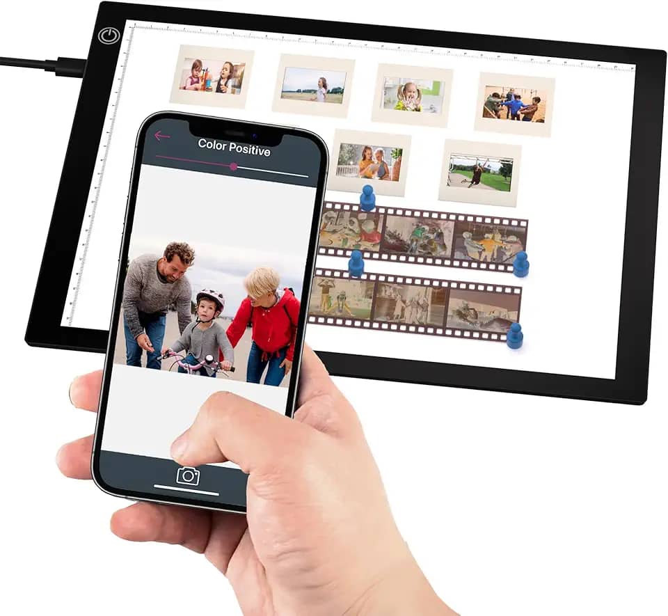 Scanner negativo de slide/filme e caixa de luz de esboço de artista, luz suave ajustável de 3 níveis | USB Plug and Play | Scanner completo para filme/slides/esboço/documentos ultrafinos