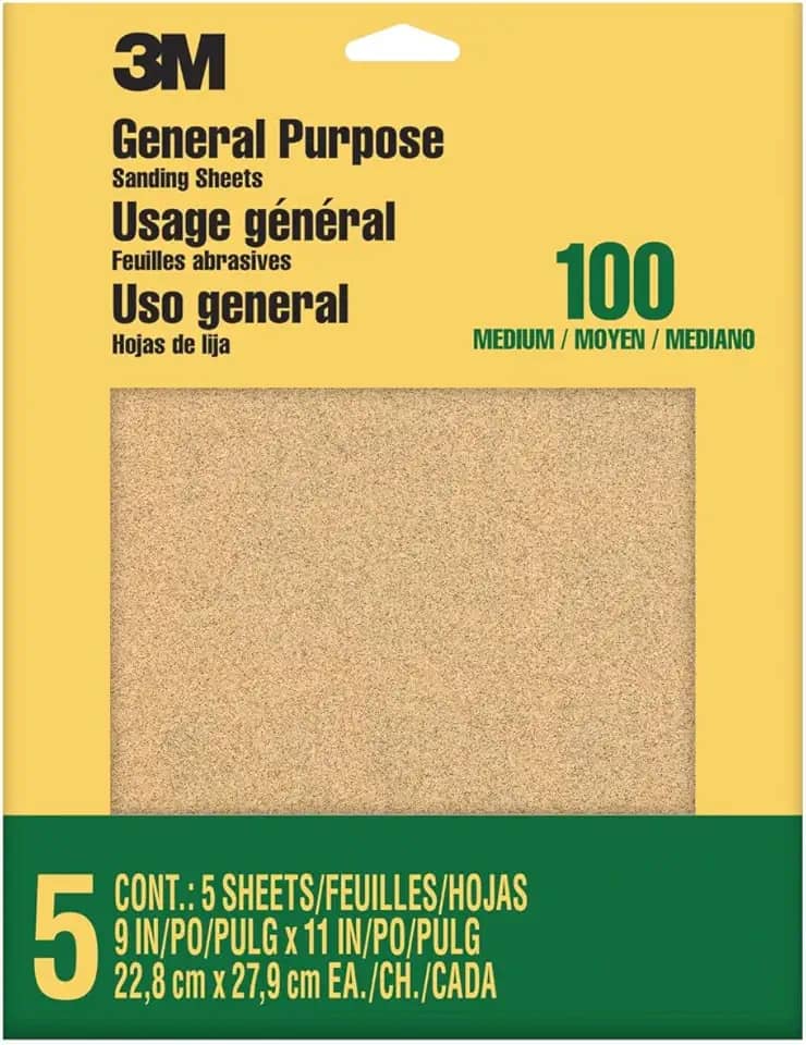 Lixa 3M 9002NA-20, gramatura 100, 5 folhas, ótima para uso geral, 23 x 28 cm