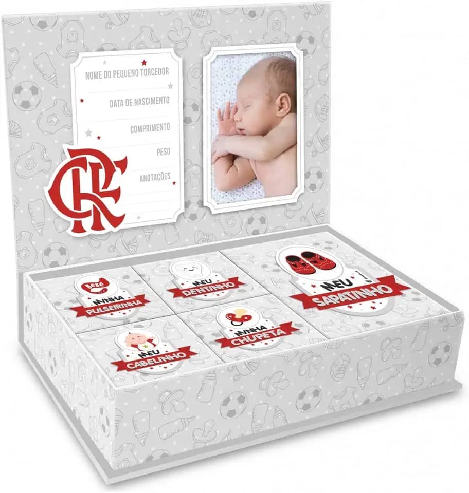 Caixa Porta Lembrança Bebê - Meus Pequenos Tesouros Flamengo Brasfoot