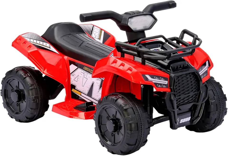 Bang Toys - Quadriciclo Elétrico Infantil Astro 6V - com Luzes de LED, Sons, Entrada USB/MP3, Acelerador no Pedal - Suporta até 30kg - Cor Vermelho