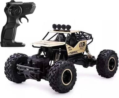Carrinho De Controle Remoto 4x4 Monster Truck Rock Crawler 4WD Hight Speed Brush Off-Road Truggy + Bateria Extra (Dourado)