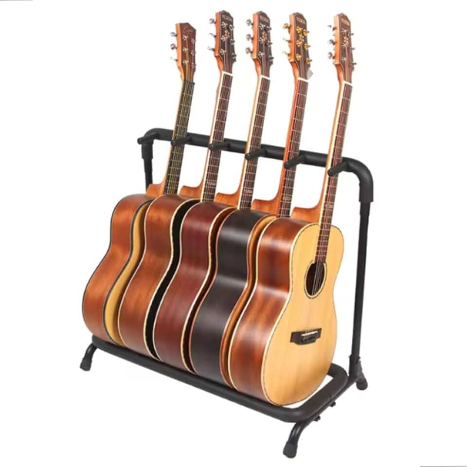 Suporte de Chão para 5 Instrumentos Bertô – Estante Rack para Violão, Guitarra, Baixo e Viola – Suporte Musical Reforçado em Metal com Espuma Protetora – Ideal para Palco Estúdio Igreja Loja