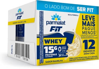 Parmalat Fit Bebida Proteica Baunilha 15g de Proteína 250mL – 12 Unidades