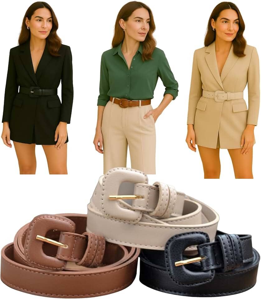 Kit 3 Cintos Feminino Clássico Atemporal Fivela Encapada