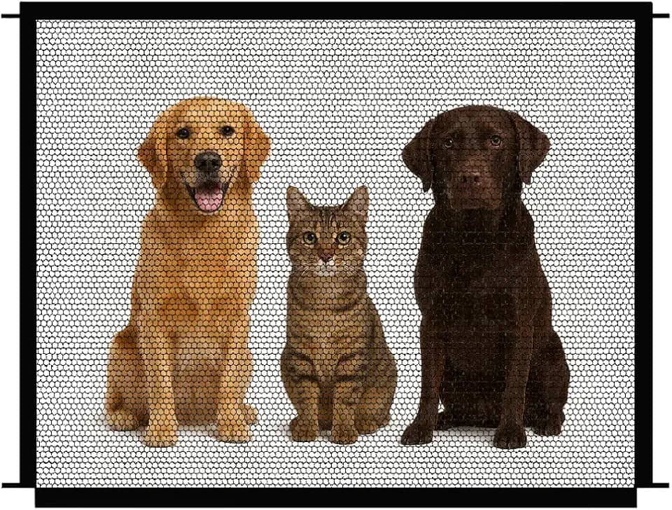 Tela Rede de Proteção Pet Cães Gatos Cercadinho Segurança Portas Janelas Sacadas para Pet Crianças Grade de Proteção Anti-Fuga Resistente Durável Fácil Instalação