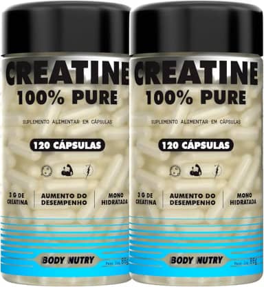 Kit 2x Creatina 100% Pura Monohidratada e Micronizada - Pote 120 Capsulas - Creatine Pure Monohydrate - Importada Alto Grau de Pureza - Original