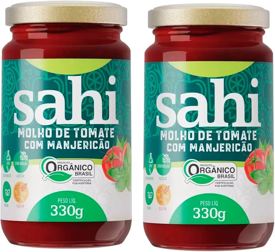 Kit 2 Molho De Tomate E Manjericão Orgânico 330g Sem Conservantes