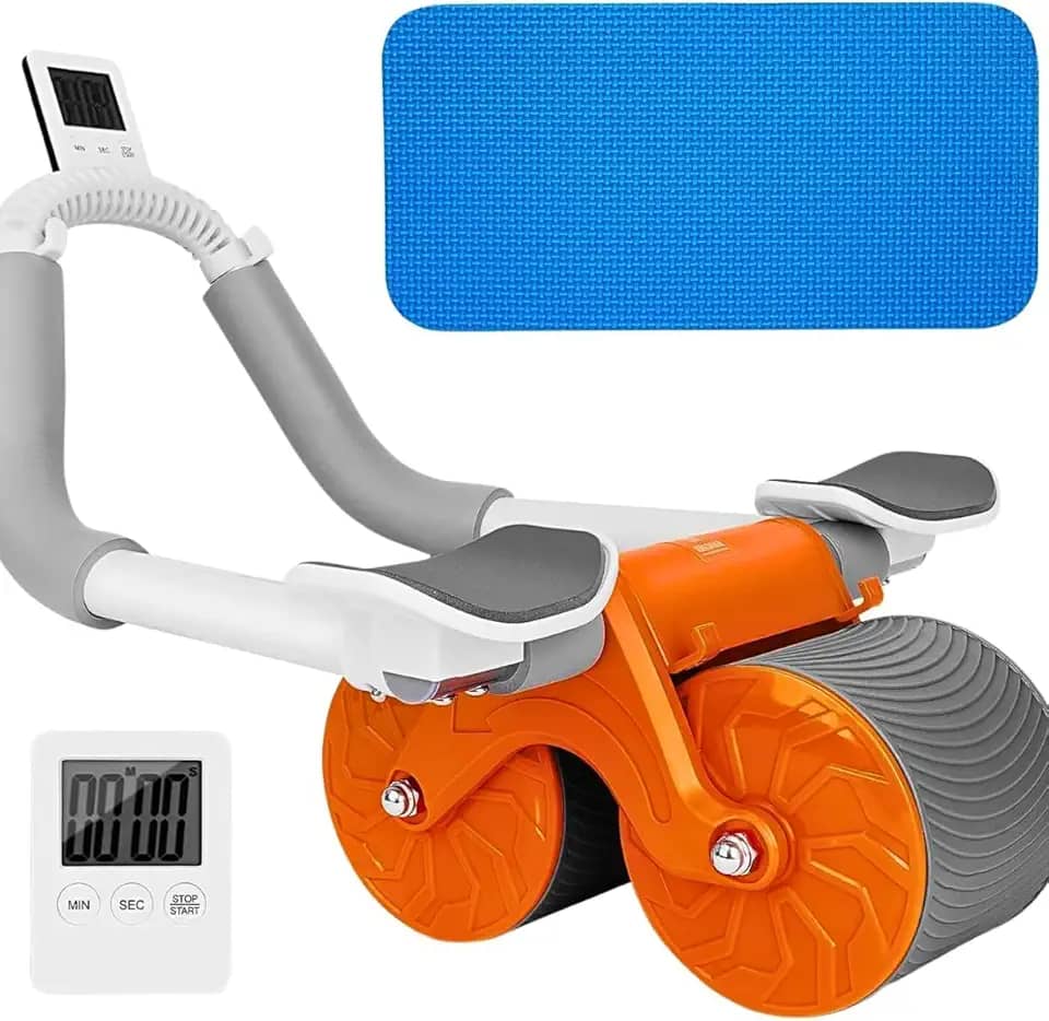 Aparelho de Ginástica Rolo Roda Abdominal com Suporte de Cotovelo para Treino de Força em Casa para Exercícios Básicos