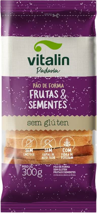 Vitalin Pão de Forma Sem Glúten Frutas e Sementes 300g