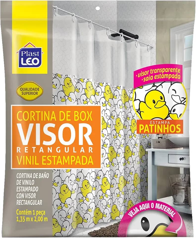 Cortina para Box PATINHOS Visor Cristal (1,35x2,00m) | Plast Leo (Ref.: 623-N)