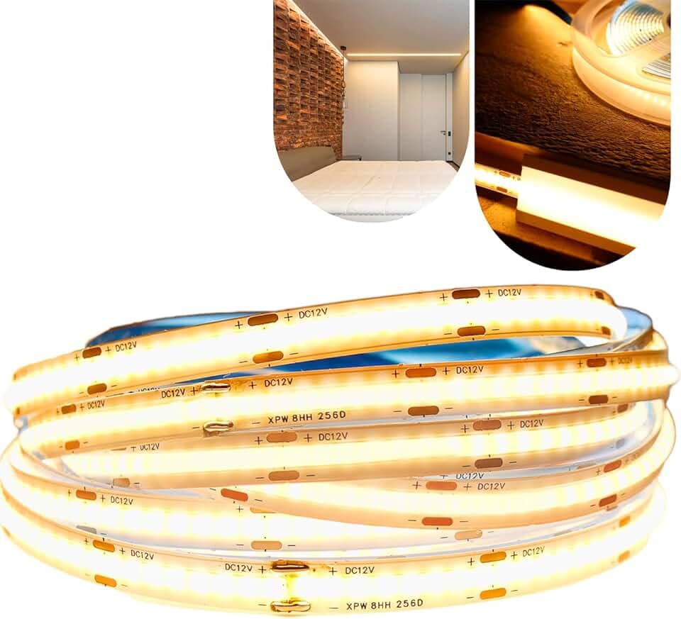 Fita Cob Super Led 5 Metros 320led/m 12v Ip20 Alto Brilho (Branco Quente)