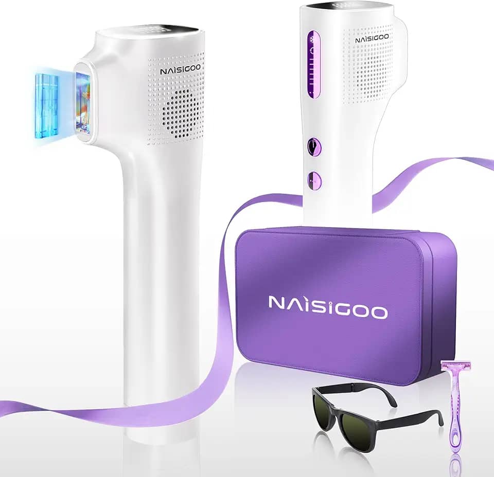 Remoção de pelos a laser IPL para homens e mulheres permanente – Dispositivo de remoção de pelos IPL 550 nm com safira refrescante em casa, depilação a laser, para mulheres, rosto, corpo,