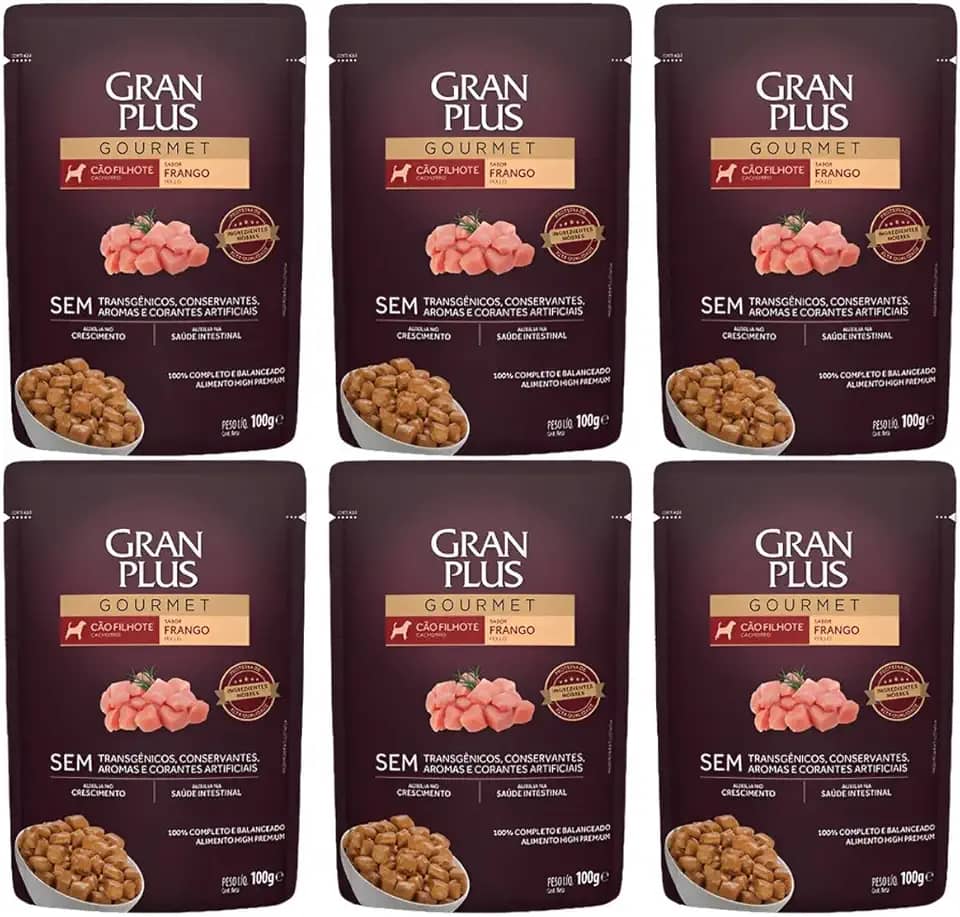 Granplus Sachê Cães Filhotes Frango 100g 6 Unid Ração Umida
