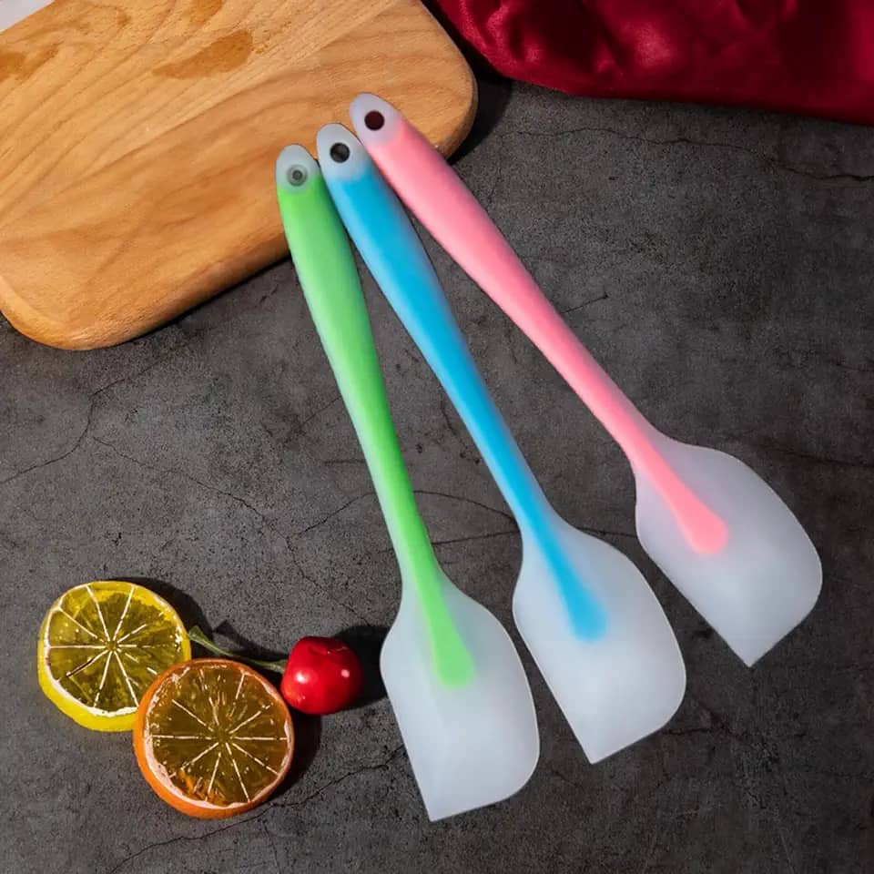 Pacote com 3 espátulas de silicone semitransparentes – Raspadores antiaderentes resistentes ao calor para assar, cozinhar e misturar