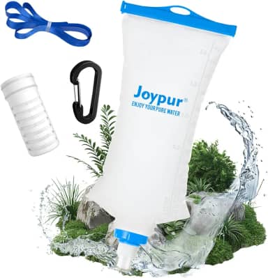 Filtro de água por gravidade para acampamento, sistema de filtragem de água de sobrevivência, purificador de água portátil para viagens, mochila e preparação para emergências, com membrana de