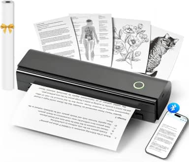 Impressoras portáteis sem fio para viagens, impressora térmica sem fio N80, compatível com iOS, Android, laptop para escritório, casa, carro, preto
