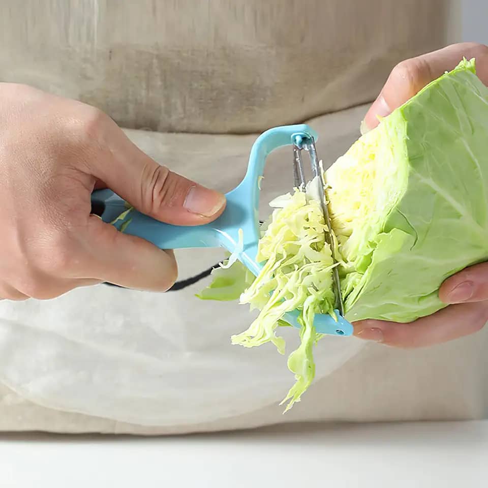 Triturador manual de repolho para uso na cozinha, ralador portátil para salada de salada, ferramenta de corte de vegetais fácil de armazenar, 1 peça (azul)