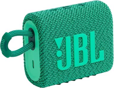JBL Go 3 Eco - Mini alto-falante Bluetooth portátil, grande áudio e graves fortes, IP67 à prova d'água e poeira, 5 horas de reprodução, feito em parte com materiais reciclados (verde Eco)