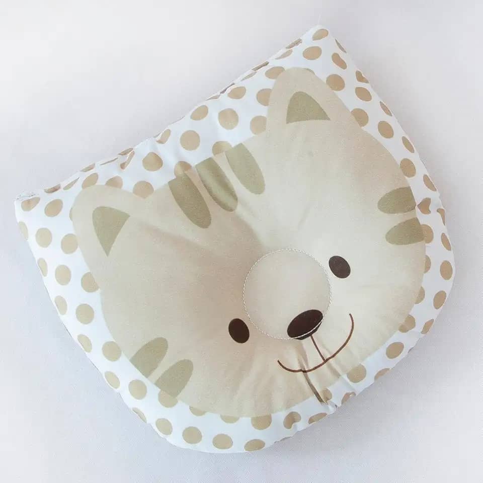 Travesseiro Almofada Anatômico de Bichinhos para Bebê Feminino e Masculino RN (Gato)
