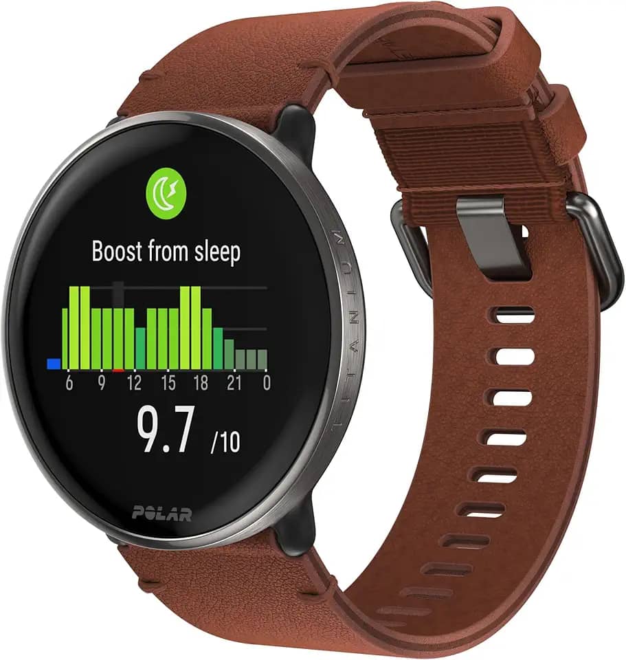 Polar Ignite 3 Titanium Marrom - Relógio de Condicionamento e bem-estar com GPS, Análise do Sono, Tela AMOLED, Monitor de Atividade 24h, FC, Exercícios Personalizados, Orientação por voz em tempo real