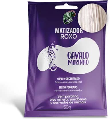 KAMALEÃO COLOR Matizador Roxo Cavalo Marinho - Neutralizador de Tons Amarelados - Efeito Perolado - Para Cabelos Loiros Platinados - Sachê 50g