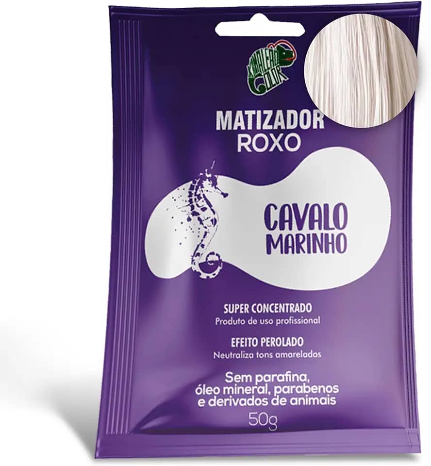 KAMALEÃO COLOR Matizador Roxo Cavalo Marinho - Neutralizador de Tons Amarelados - Efeito Perolado - Para Cabelos Loiros Platinados - Sachê 50g