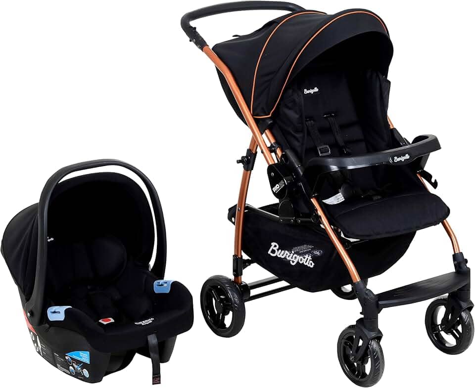 Travel System Burigotto Carrinho de Bebê Rio 22 com Bebê Conforto Materna Preto Cobre
