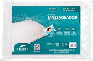 Travesseiro Ortopédico Massageador Suporte Médio Alivio do Stress Fibrasca 50x70 Branco
