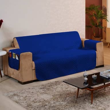 Protetor de Sofá 3 Lugares - Prático, Macio e Lavável, Ideal para Casas com Pets e Crianças – Ótimo Custo-Benefício – FV Enxovais (Azul, 3 Lugares)